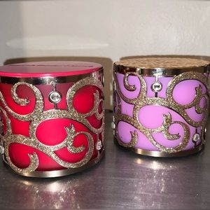 Two Bath & Body Works Gold Glitter Candle Holders. HTF. NWT.Candles NOT included